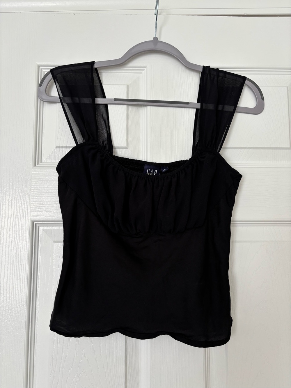 GAP Black Sheer-Strap Square-Neck Camisole